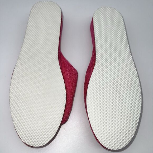 VTG Pairs of 1980s Hot PInk Terry Cloth Slippers w/Floral Applique NOS-Sz 8 - Picture 5 of 6